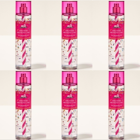 Bath & Body Works Milk Bar Birthday Cake Fragrance Body Mist Set of 6 NEW
